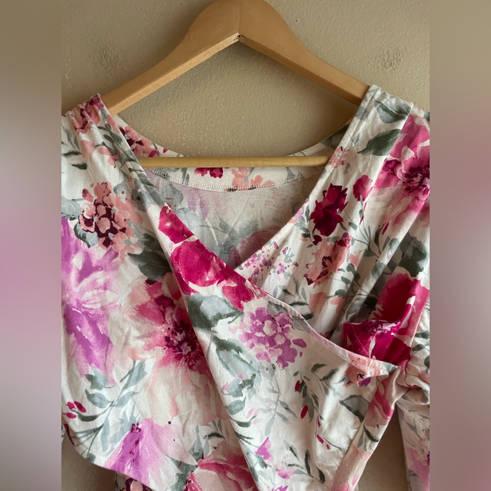 Express Puff Sleeve Floral Tie Back Top Size Small - Picture 12 of 15